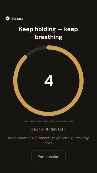 A guided session in the Sahara app
