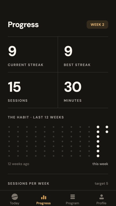Progress charts in the Sahara app